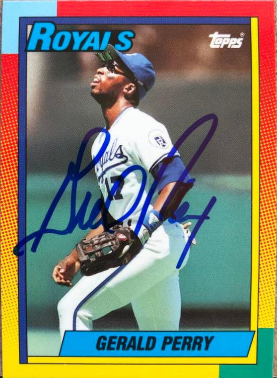 SOLD 105603 Gerald Perry Autographed 1990 Topps Traded Tiffany #92T