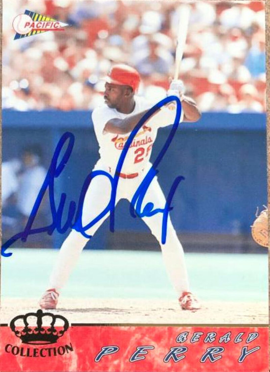 Gerald Perry Autographed 1994 Pacific Crown Collection #602