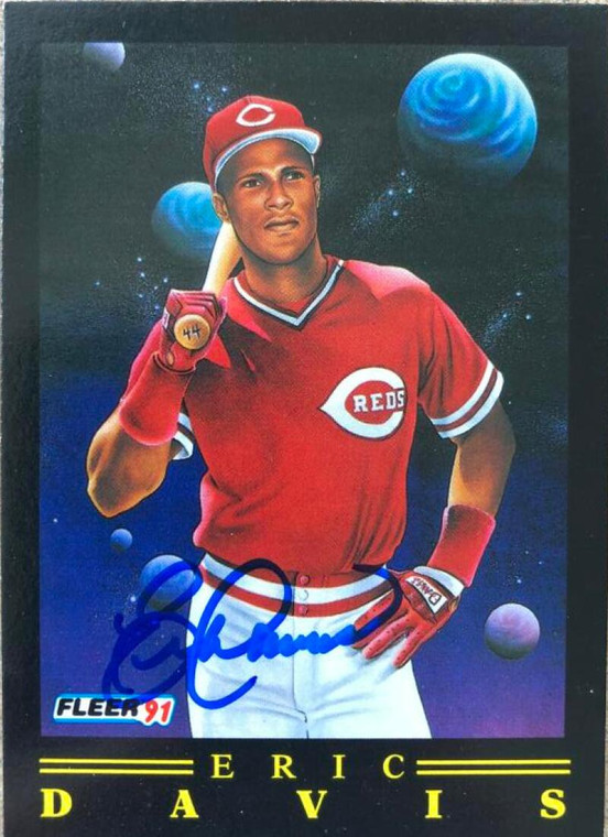 Eric Davis Autographed 1991 Fleer Pro Visions #10 Cincinnati Reds Card 