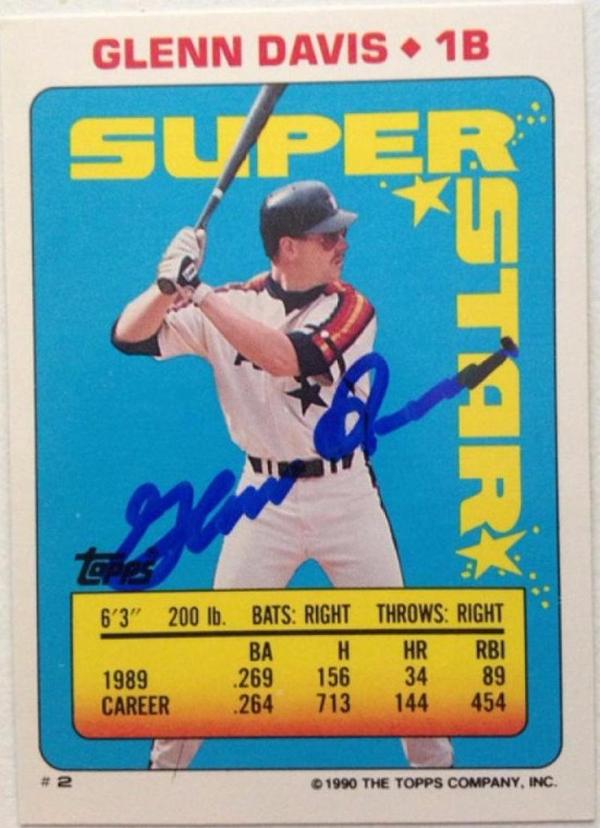 Glenn Davis Autographed 1990 Topps Stickers - Super Star Backs #2