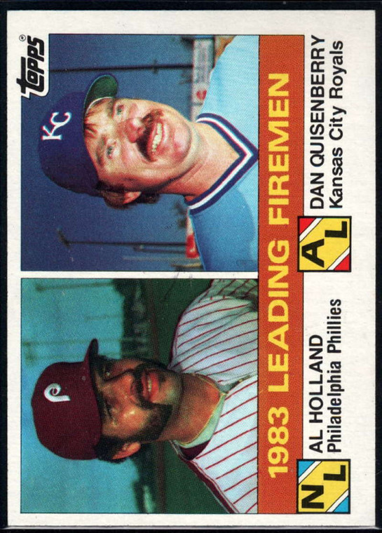 1984 Topps #138 Al Holland/Dan Quisenberry Leading Firemen VG Philadelphia Phillies/Kansas City Royals 