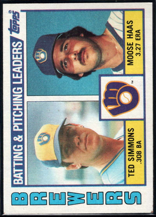 1984 Topps #726 Ted Simmons/Moose Haas VG Milwaukee Brewers 