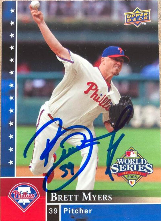 Brett Myers Autographed 2008 Upper Deck World Series Philadelphia Phillies #PP-12