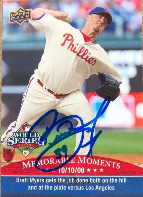 Brett Myers Autographed 2008 Upper Deck World Series Philadelphia Phillies #PP-44