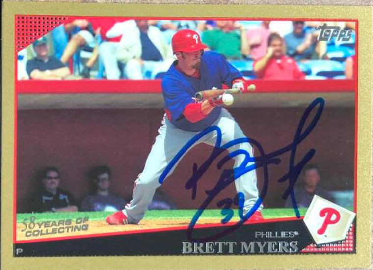 Brett Myers Autographed 2009 Topps - Gold Border #632 LE 2009