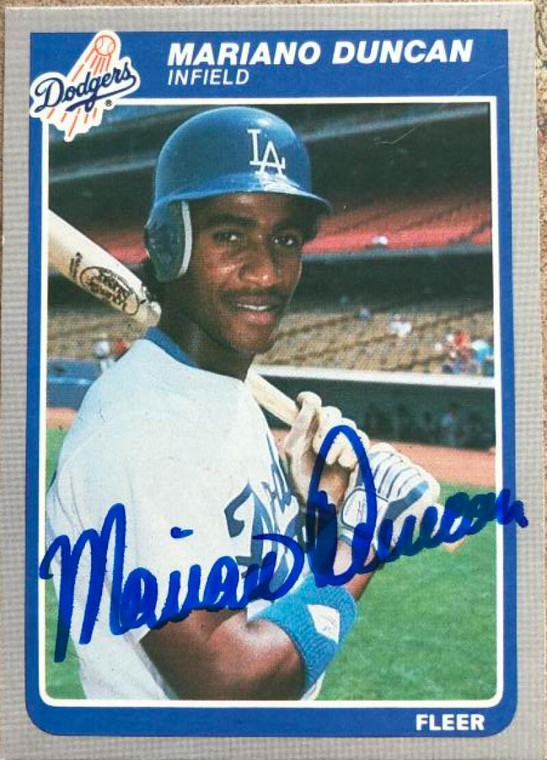 Mariano Duncan Autographed 1985 Fleer Update # U-38 Los Angeles Dodgers Rookie Card