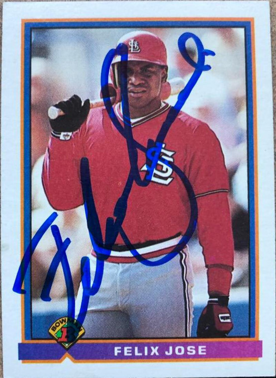 Felix Jose Autographed 1991 Bowman #401