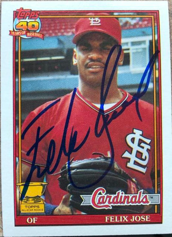 Felix Jose Autographed 1991 Topps #368