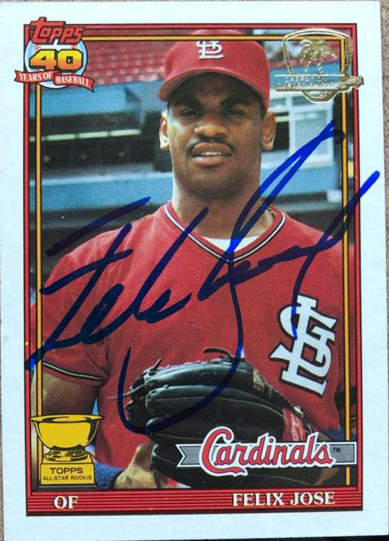 Felix Jose Autographed 1991 Topps Operation Desert Shield #368