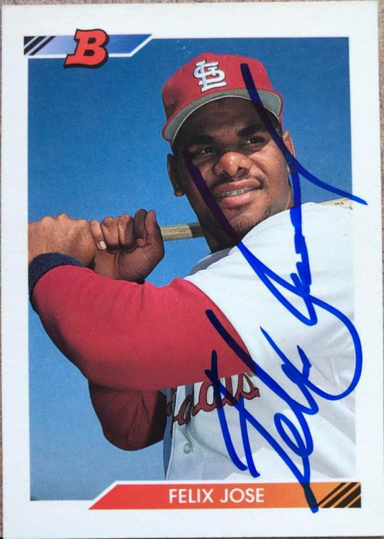 Felix Jose Autographed 1992 Bowman #176