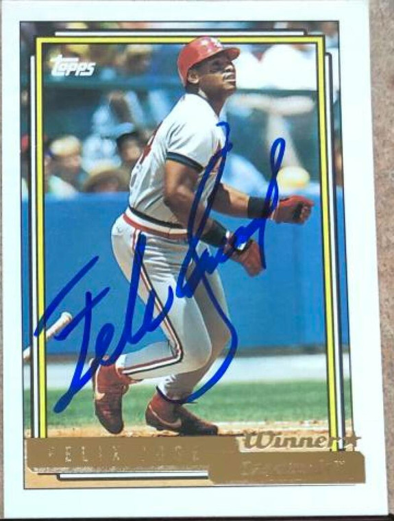 SOLD 106341 Felix Jose Autographed 1992 Topps Gold Winner #105