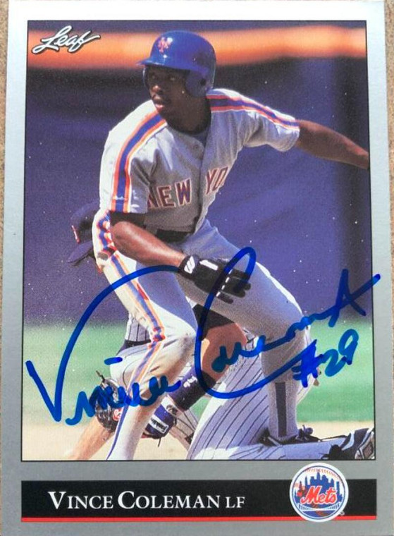 Vince Coleman Autographed 1992 Leaf #42