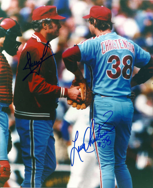 Larry Christenson and Dallas Green Autographed Phillies  8 x 10  Photo 