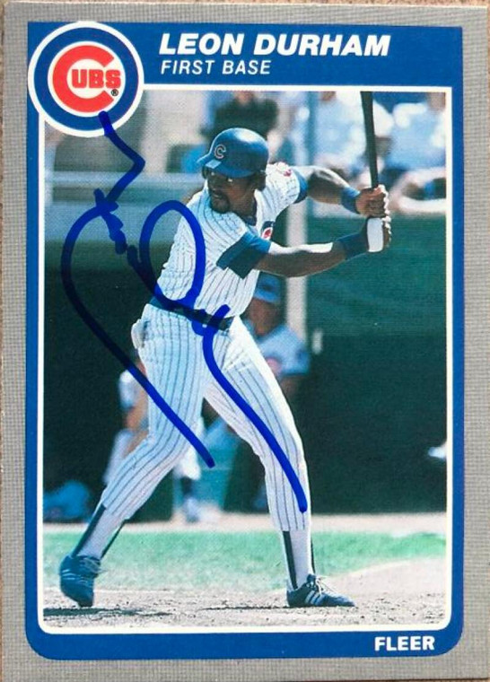 Leon Durham Autographed 1985 Fleer #56 Chicago Cubs Card