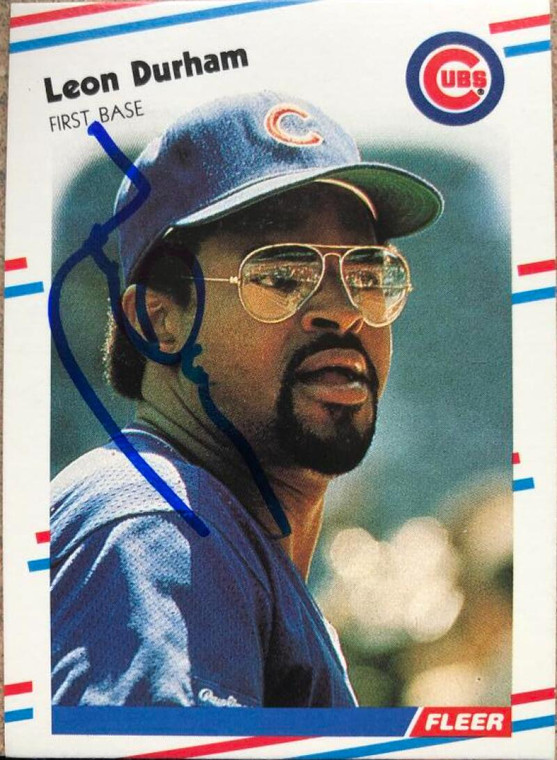 Leon Durham Autographed 1988 Fleer #420