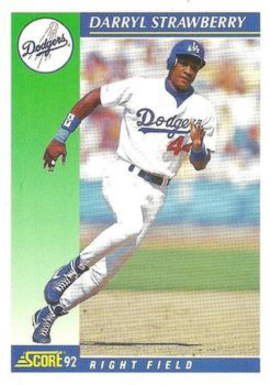 1992 Score #9 Darryl Strawberry VG  Los Angeles Dodgers 