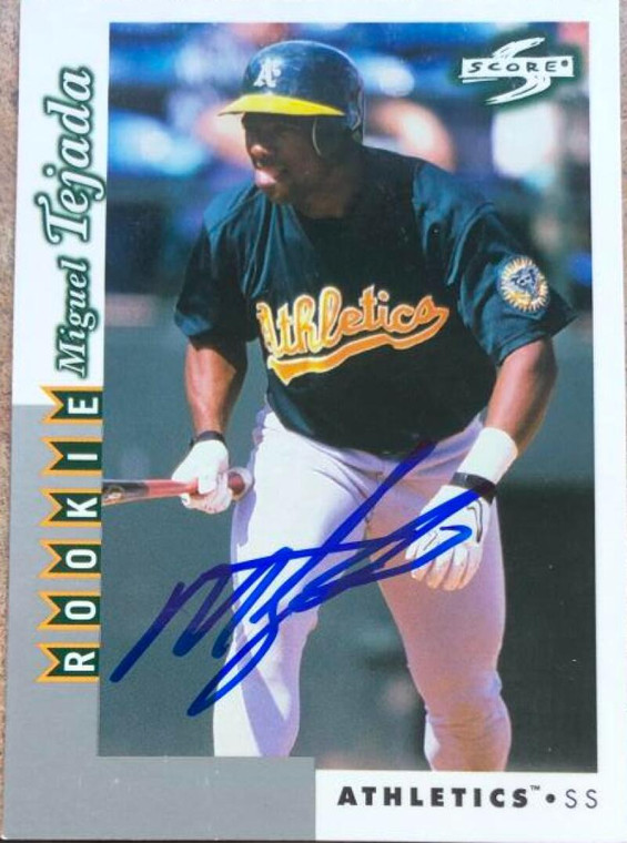 SOLD 113882 Miguel Tejada Autographed 1998 Score Rookie & Traded #RT251