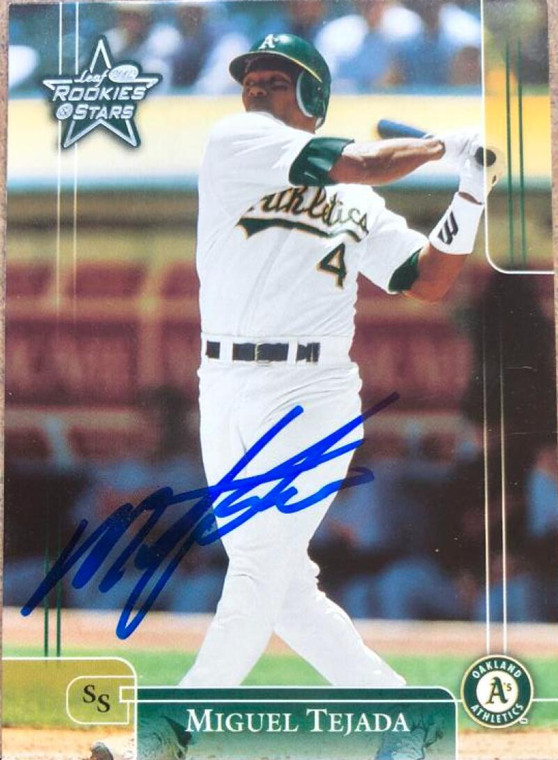 SOLD 114582 Miguel Tejada Autographed 2002 Leaf Rookies & Stars #74
