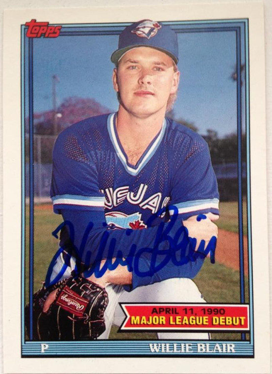 SOLD 3723 Willie Blair Autographed 1991 Topps Major League Debut 1990 #17