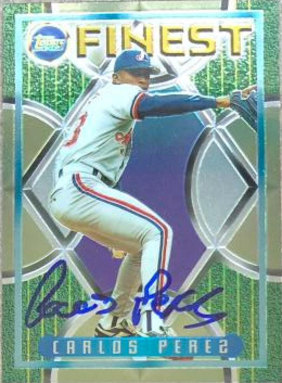 Carlos Perez Autographed 1995 Topps Finest #296 Rookie Card