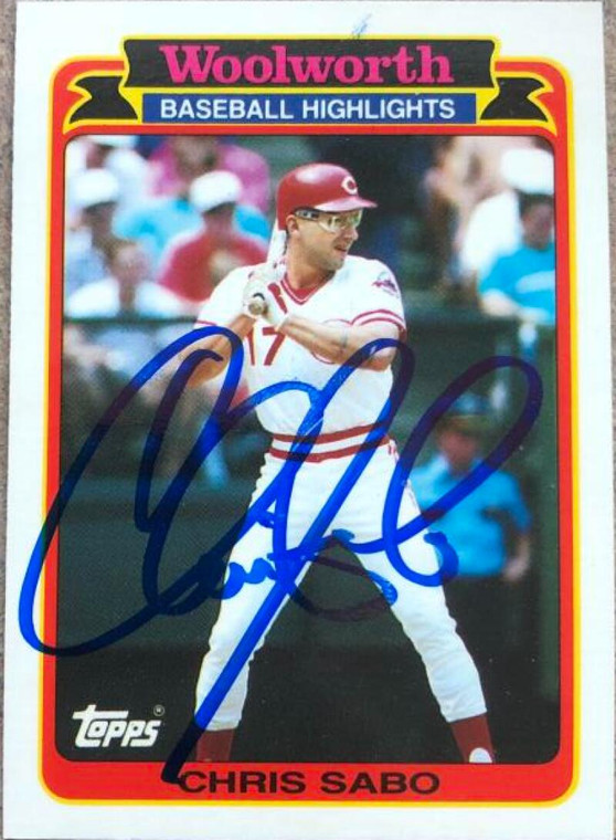 Chris Sabo Autographed 1989 Topps Woolworth Baseball Highlights #6