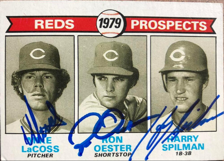 Mike LaCoss, Ron Oester, & Harry Spilman Autographed 1979 Topps #717 Rookie Card