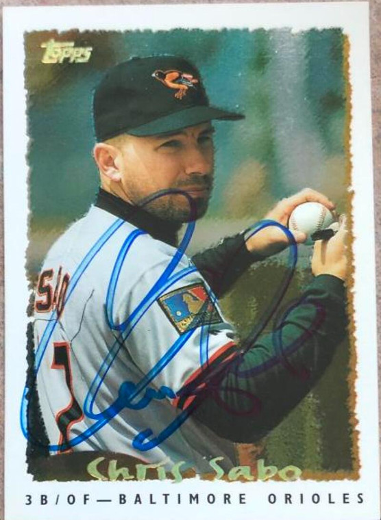 Chris Sabo Autographed 1995 Topps Cyberstats #84