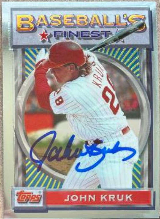 John Kruk Autographed 1993 Topps Finest #38 Philadelphia Phillies Card