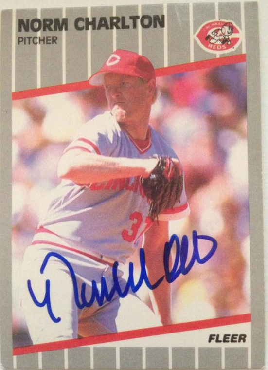 SOLD 3925 Norm Charlton Autographed 1989 Fleer #155