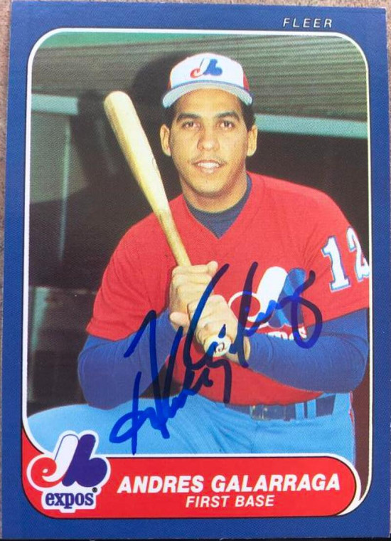 Andres Galarraga Autographed 1986 Fleer Update #U-44 Montreal Expos Rookie Card