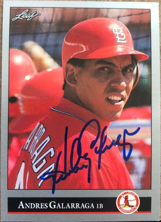 Andres Galarraga Autographed 1992 Leaf #449