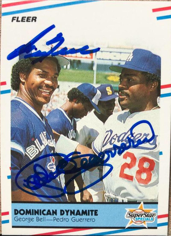 George Bell & Pedro Guerrero Dual Autographed 1988 Fleer #623 DOMINICAN DYNAMITE