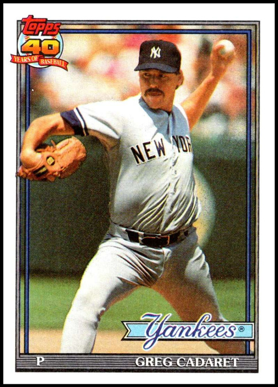1991 Topps #187 Greg Cadaret VG New York Yankees 