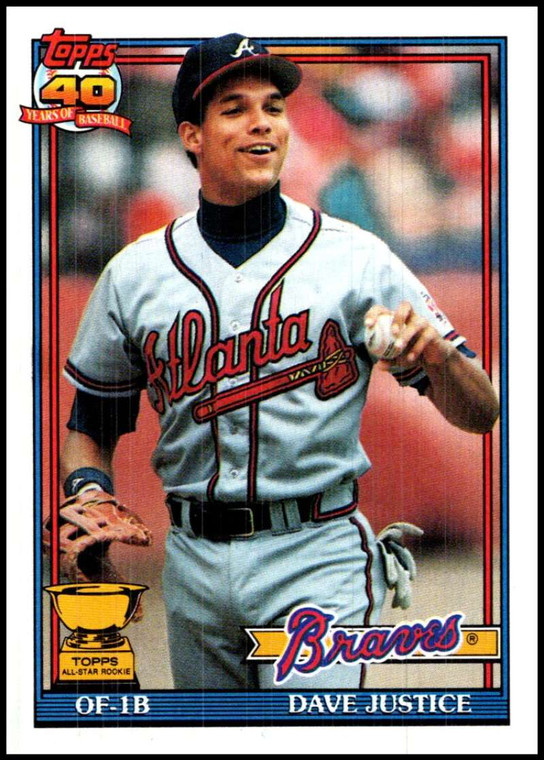 1991 Topps #329 David Justice UER VG Atlanta Braves 