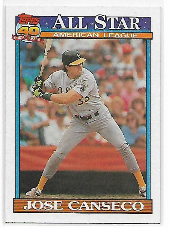 1991 Topps #390 Jose Canseco AS VG Oakland Athletics 