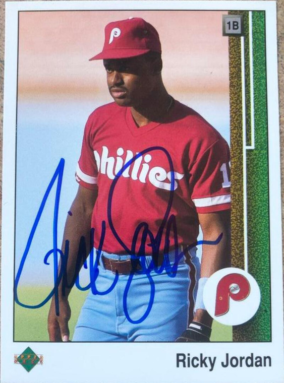 Ricky Jordan Autographed 1989 Upper Deck #35 Philadelphia Phillies Card