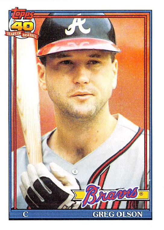 1991 Topps #673 Greg Olson UER VG Atlanta Braves 