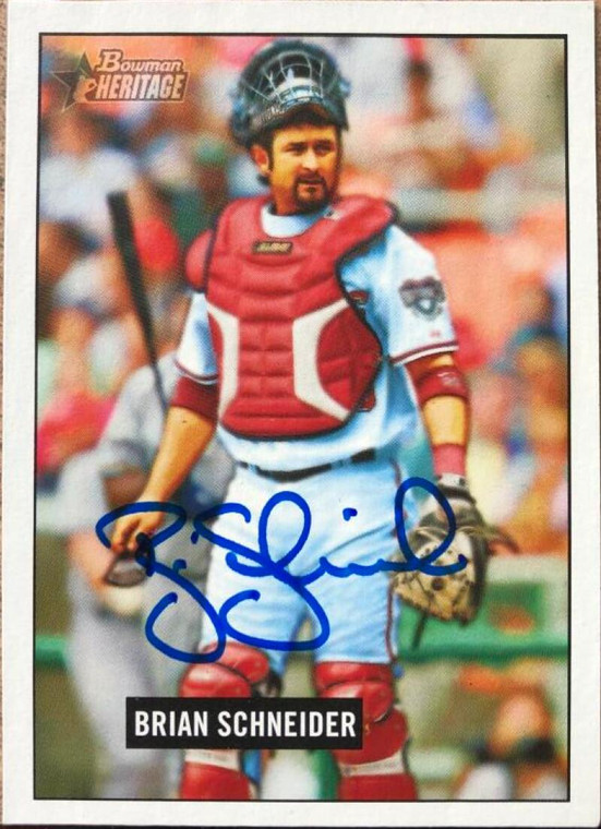 Brian Schneider Autographed 2005 Bowman Heritage #38