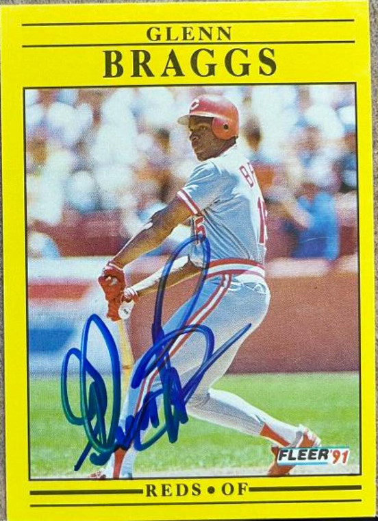 SOLD 3957 Glenn Braggs Autographed 1991 Fleer #57