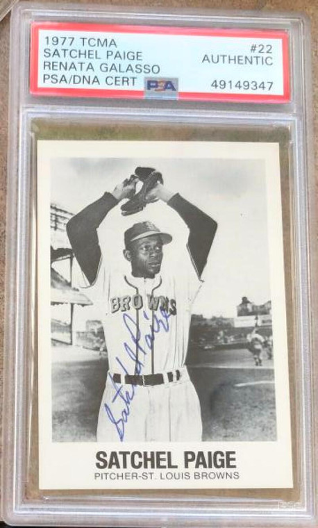 SOLD 117904 Satchel Paige Autographed 1977 TCMA Renata Galasso #22