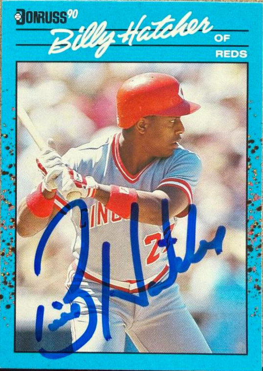 Billy Hatcher Autographed 1990 Donruss Best of the NL #125 Cincinnati Reds Card