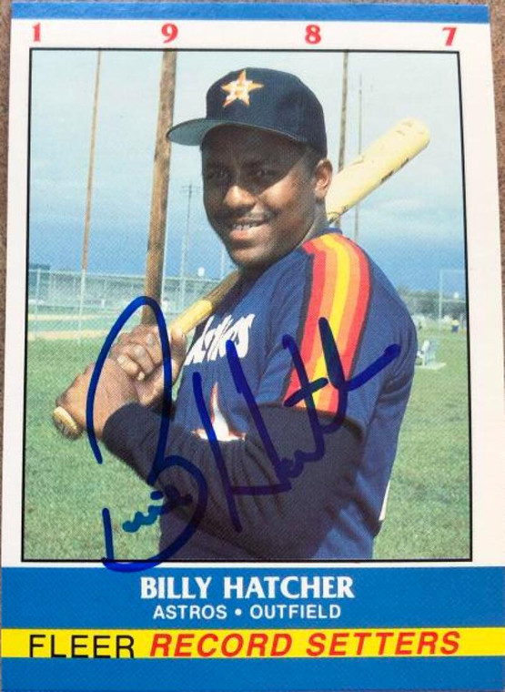 Billy Hatcher Autographed 1987 Fleer Record Setters #15