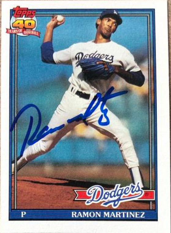 Ramon Martinez Autographed 1991 Topps #340 Los Angeles Dodgers Card