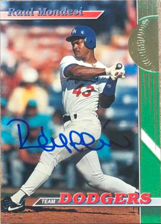 Raul Mondesi Autographed 1993 Stadium Club Los Angeles Dodgers #15