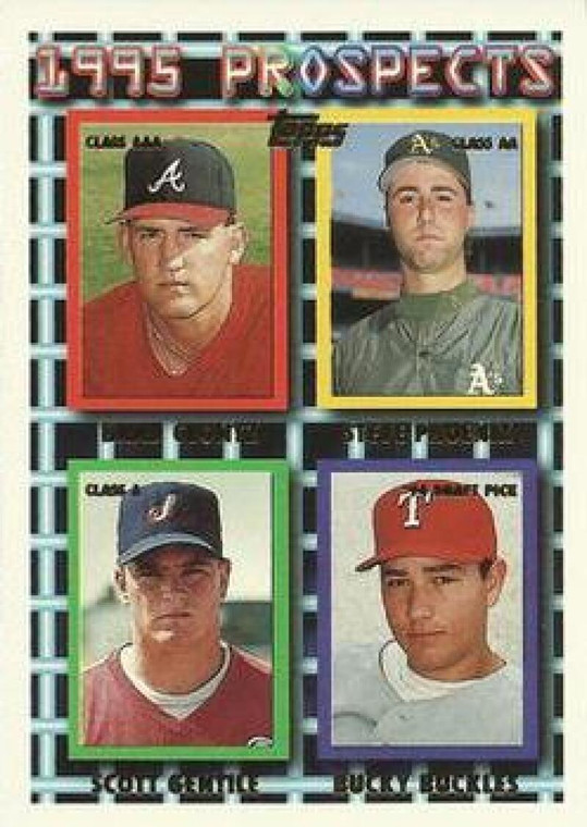 1995 Topps #369 Brad Clontz/Steve Phoenix/Scott Gentile/Bucky Buckles VG  RC Rookie Atlanta Braves/Oakland Athletics/Mon
