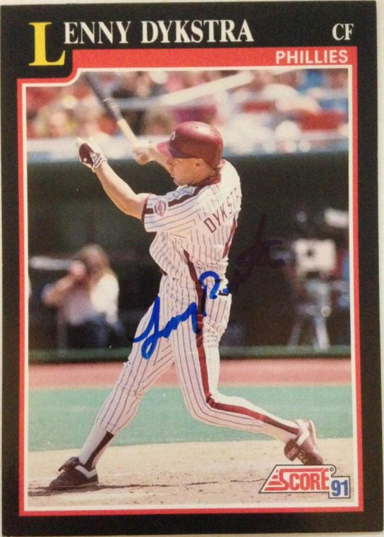 Lenny Dykstra Autographed 1991 Score #250