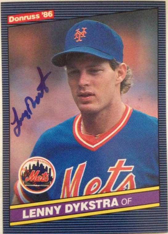 Lenny Dykstra Autographed 1986 Donruss #482 Rookie Card