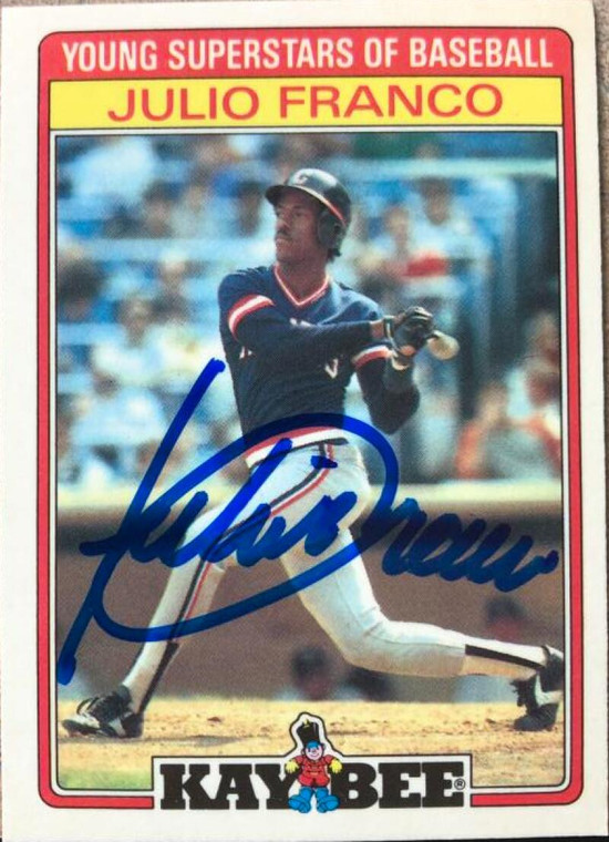 Julio Franco Autographed 1986 Topps Kay-Bee Young Superstars of Baseball #14