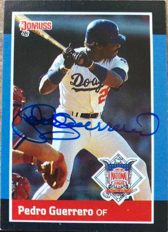 SOLD 118751 Pedro Guerrero Autographed 1988 Donruss All-Stars #48