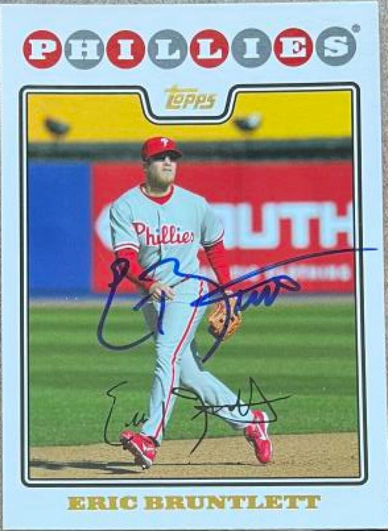 SOLD 4286 Eric Bruntlett Autographed 2008 Topps Updates & Highlights Gold Foil #UH63